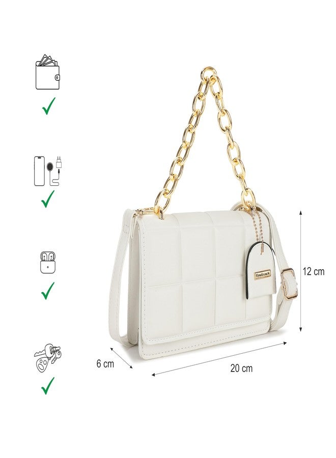 Fastrack PU Quilted Satchel for Women, Girls and Ladies | with Gold Metal Chain and detachable sling strap - Image 4